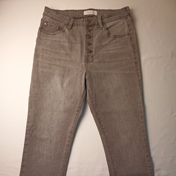 Nature Denim Buttonfly Jeans Size 29/8 High Rise Skinny Leg Grey Color - Picture 2 of 10